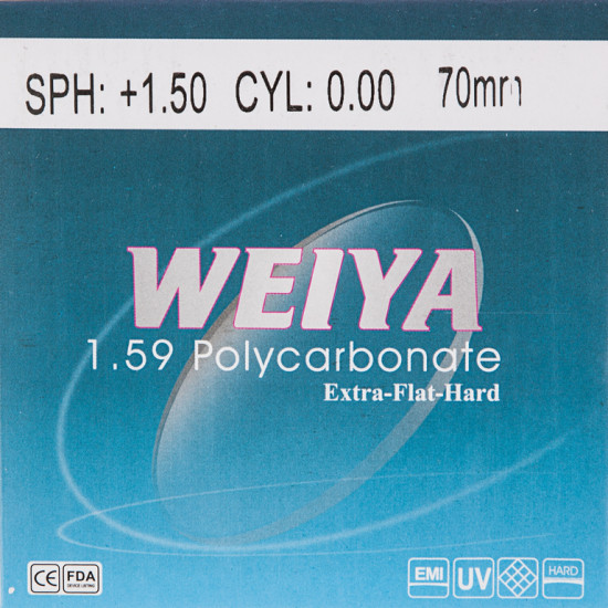 Линза сферическая поликарбонатная WEIYA Polycarbonate Extra-Flat-Hard