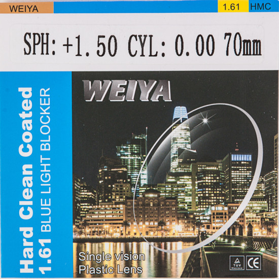 Линза сферическая WEIYA HARD CLEAN COATED с покрытием BLUE LIGHT BLOCKER